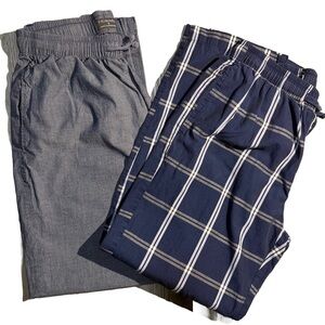 Primark Men’s Plaid Navy Lounge Pants & Gray Joggers - 2-Pack